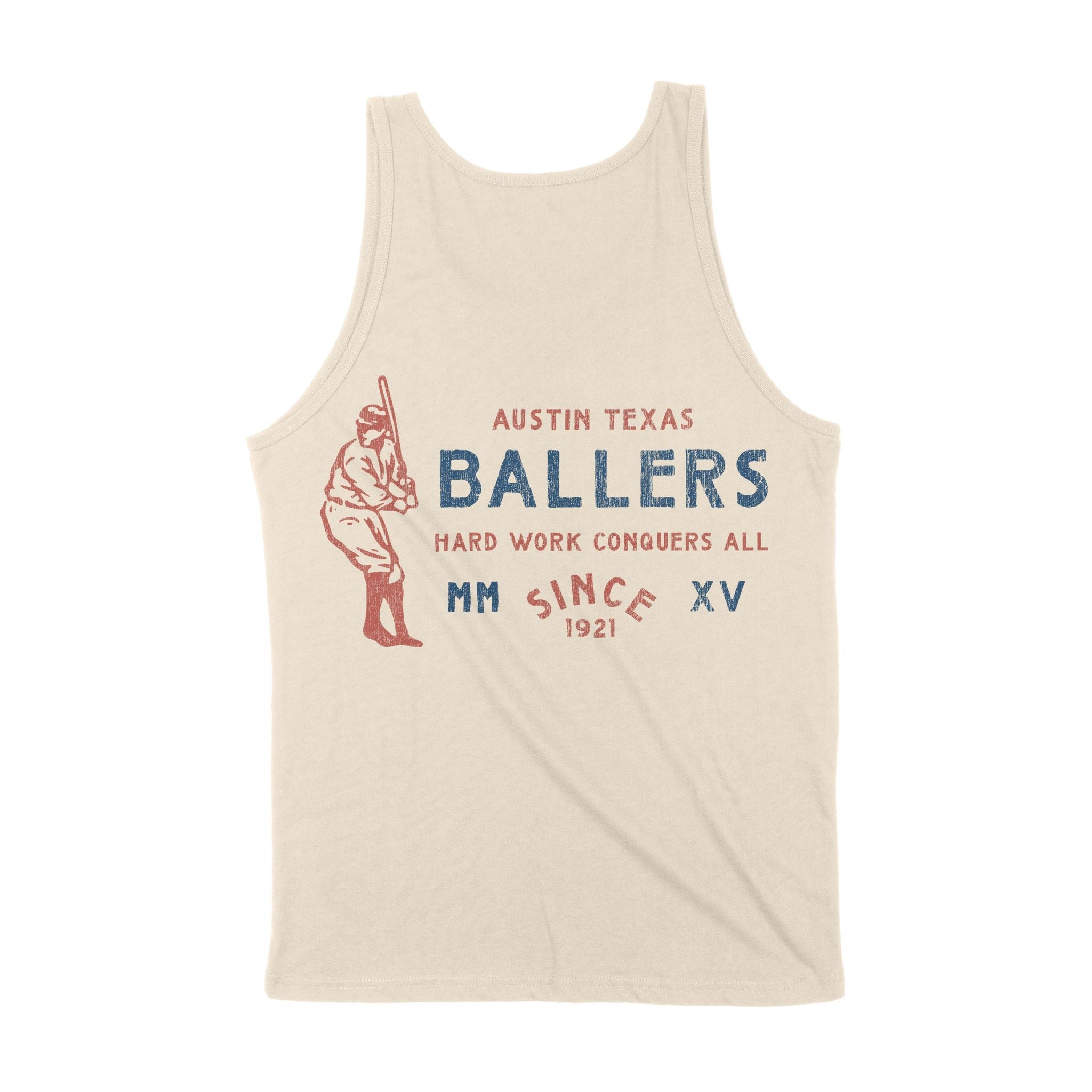 Austin Baseballer Tank Top Natural back