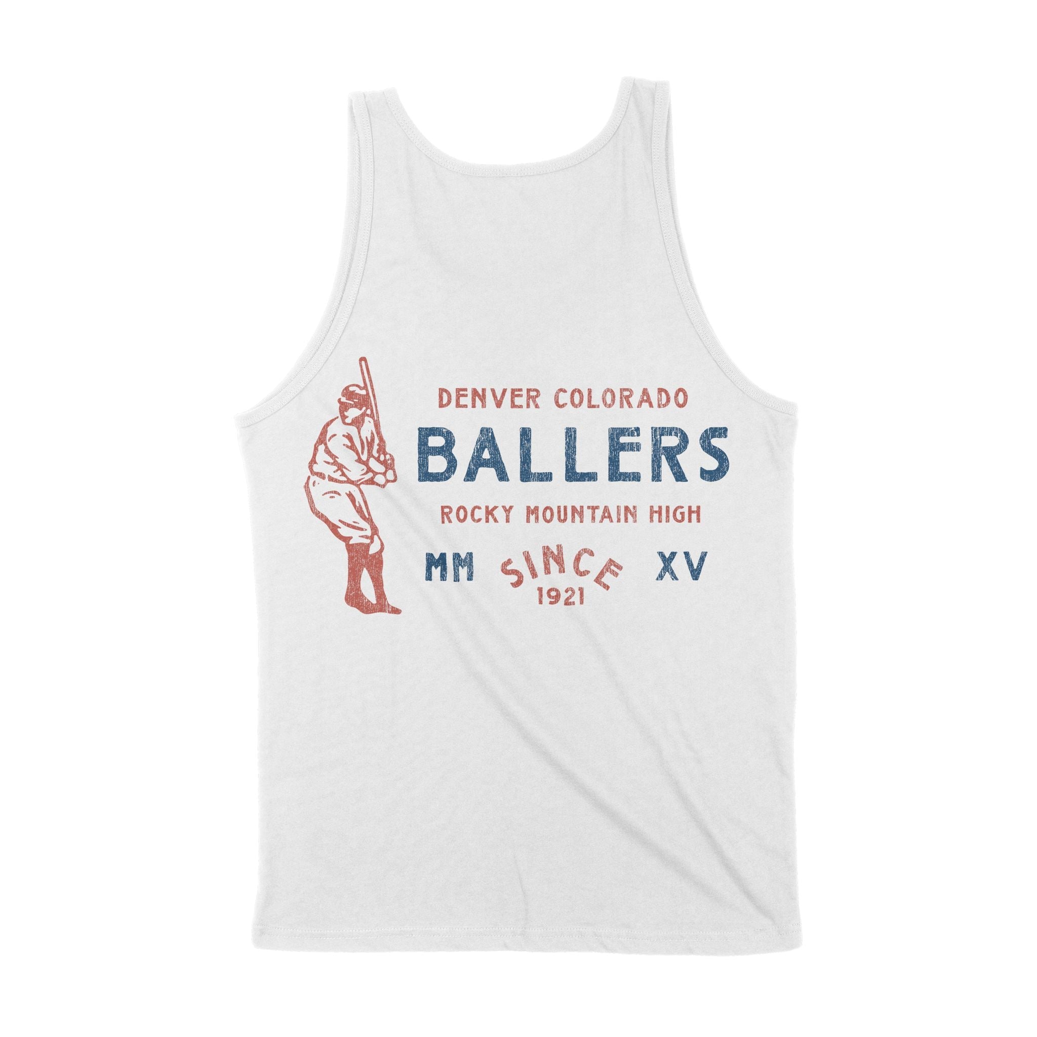 Denver Baseballer Tank Top White back