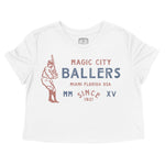 Miami Baseballer Cropped Tee White front
