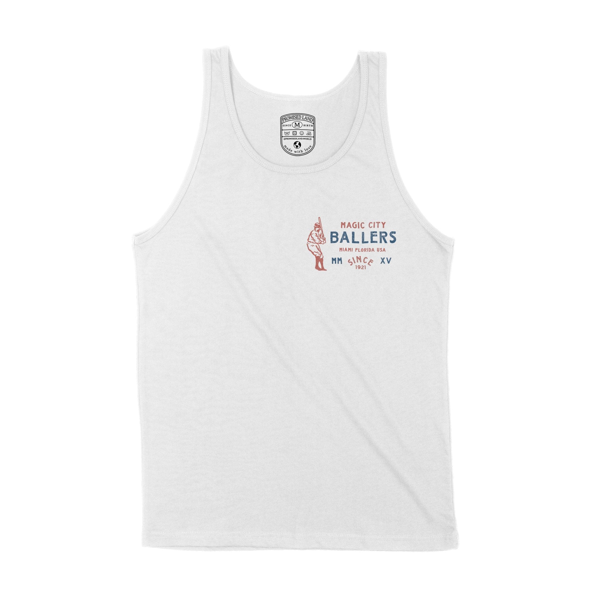 Miami Baseballer Tank Top White front