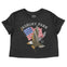 Asbury Park Eagle Flag Cropped Tee in Black - front view