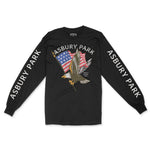 Asbury Park Eagle Flag Longsleeve in Black - front with sleeves view