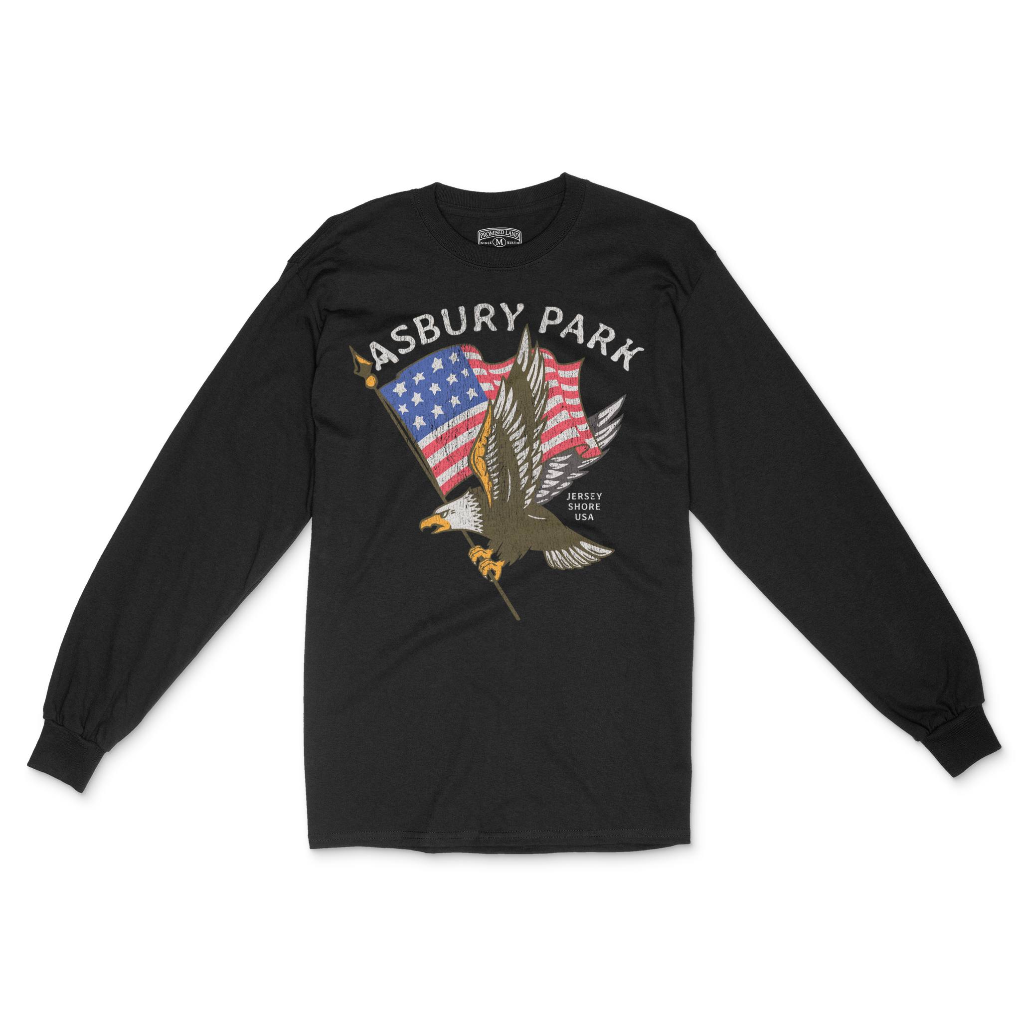 Asbury Park Eagle Flag Longsleeve in Black - front view