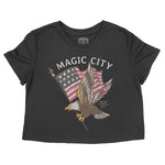 Miami Eagle Flag Cropped Tee Black front