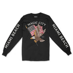 Miami Eagle Flag Longsleeve in Black - front view with sleeves