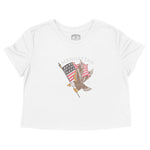 New York Eagle Flag Cropped Tee in White - front view