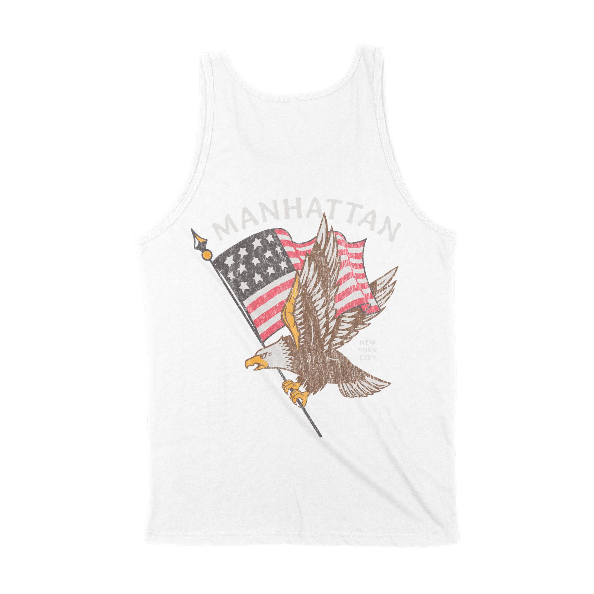 New York Eagle Flag Tank Top in White - back view