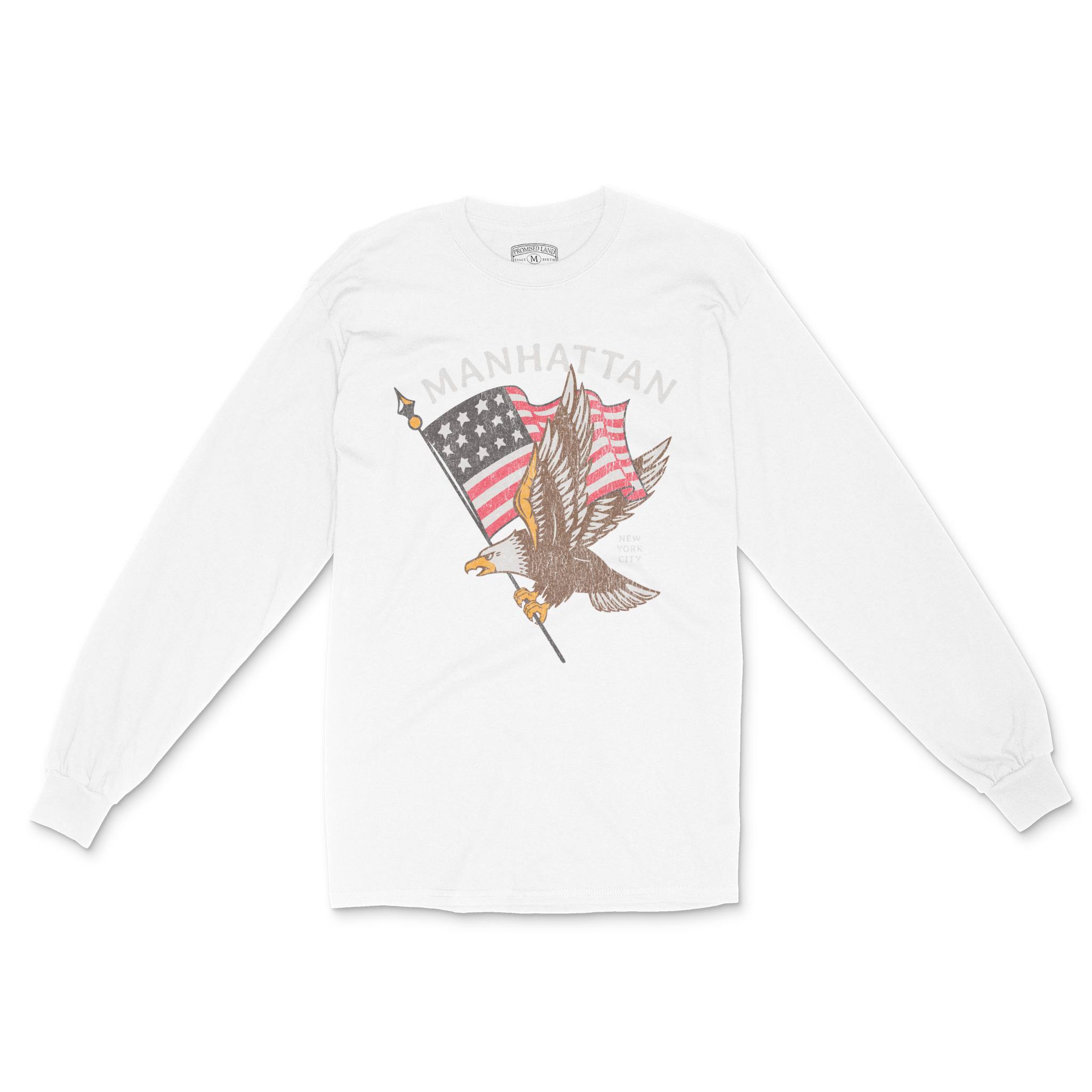 New York Eagle Flag Longsleeve in White - front view