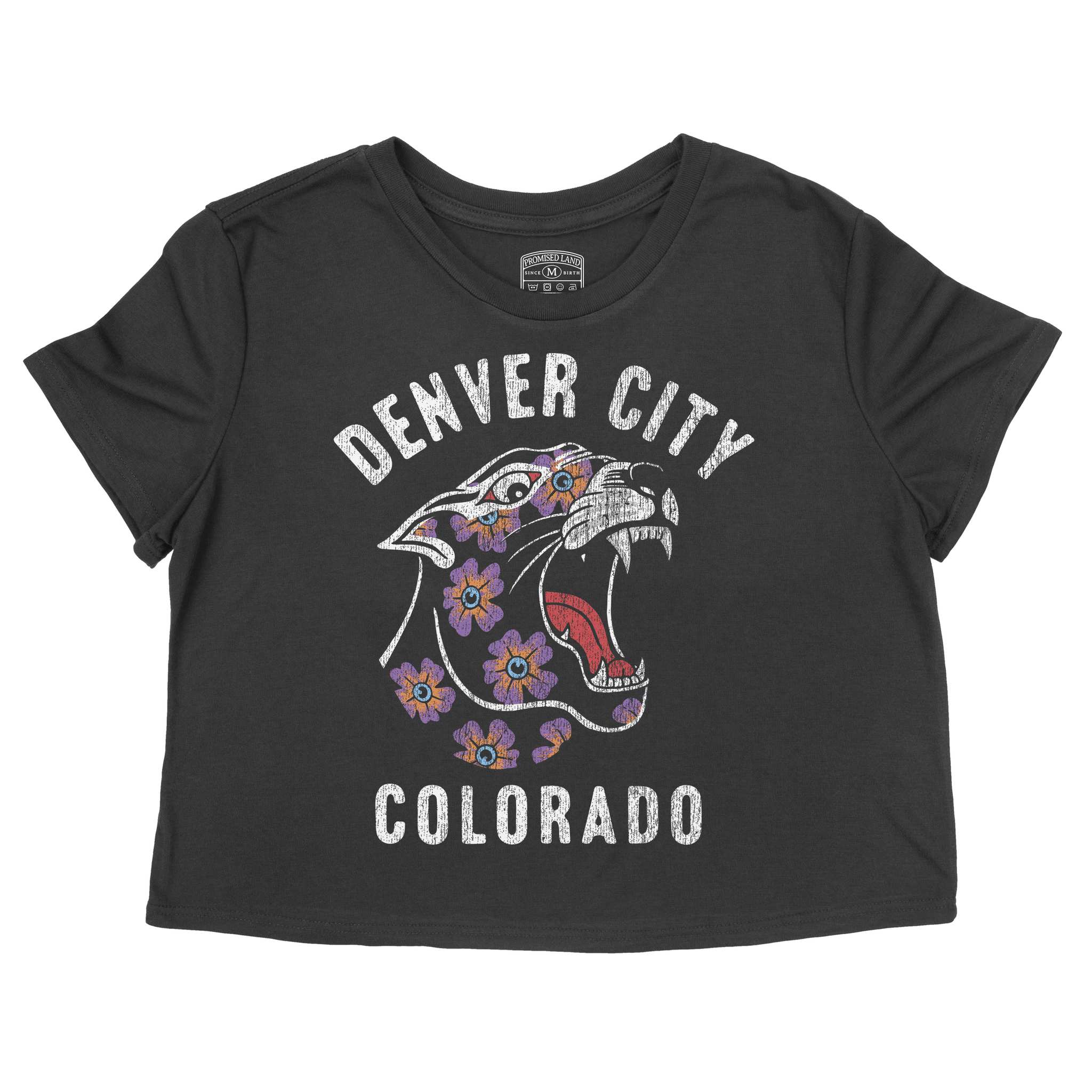 Denver Panther Cropped Tee Black front