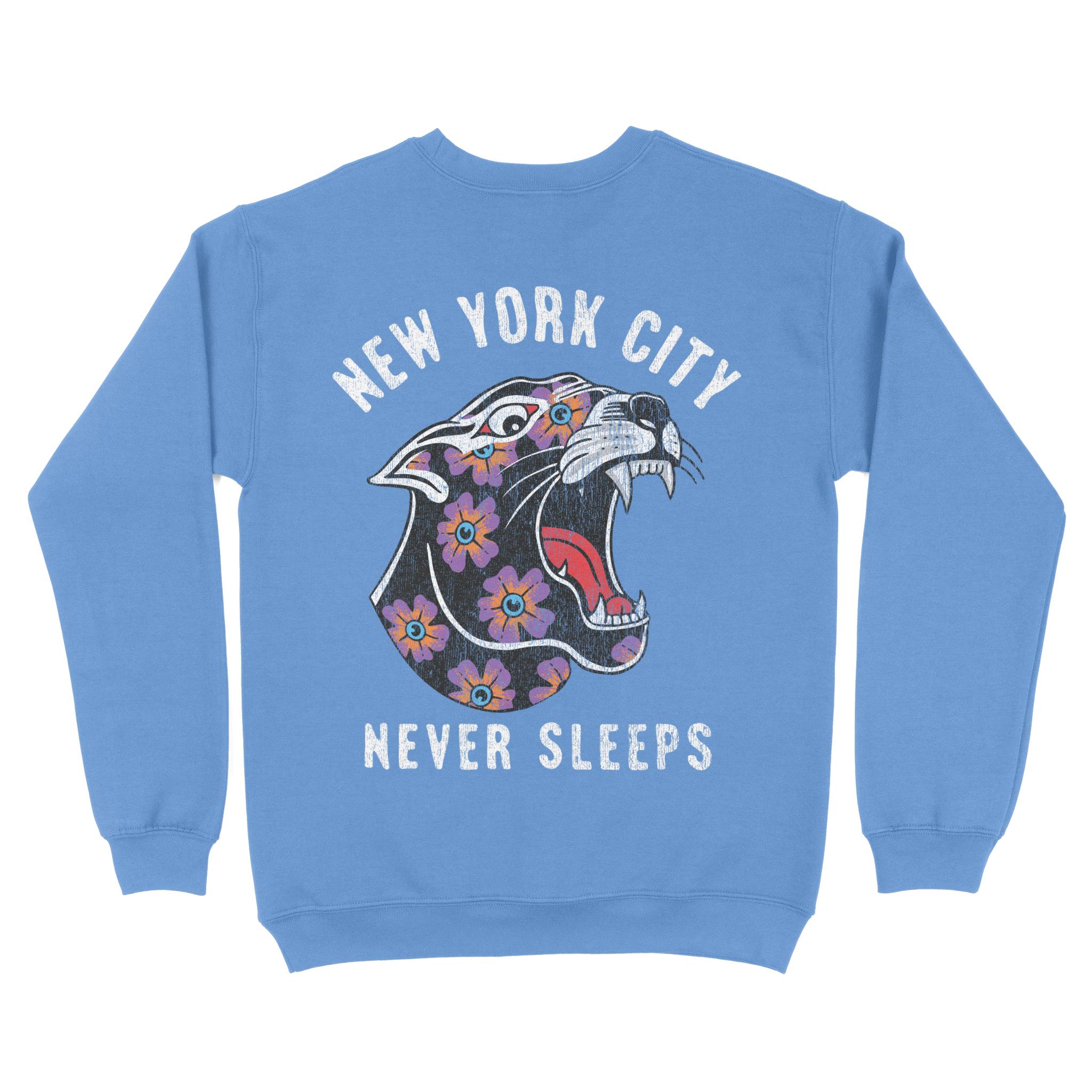 New York Crewneck in Carolina Blue - back view