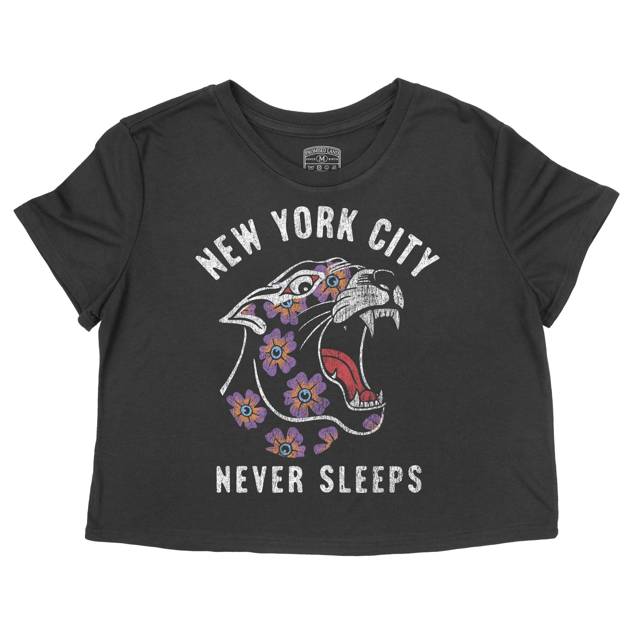 New York Panther Cropped Tee Black front