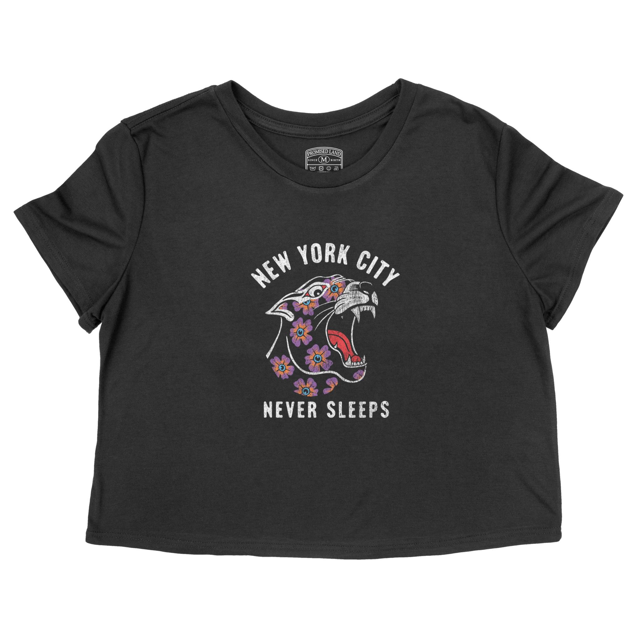 New York Cropped Tee in Black - front view