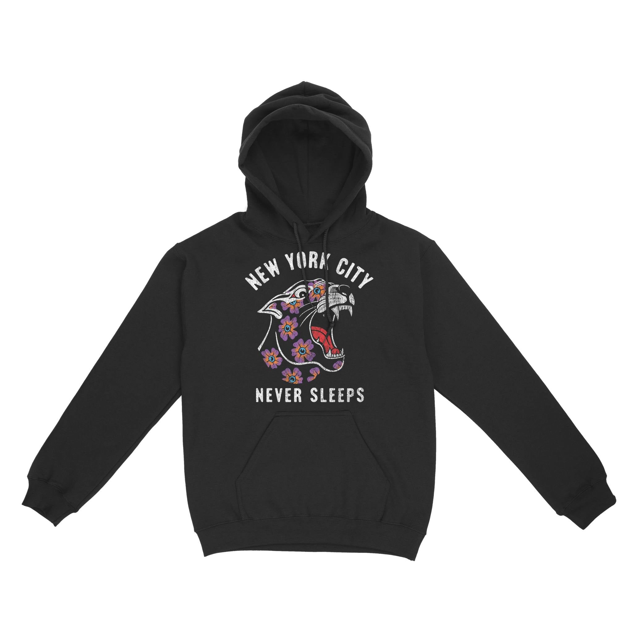 New York Hoodie in Black - front view