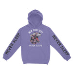 New York Hoodie in Violet - front-sleeves view