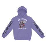 New York Hoodie in Violet - front-sleeves view