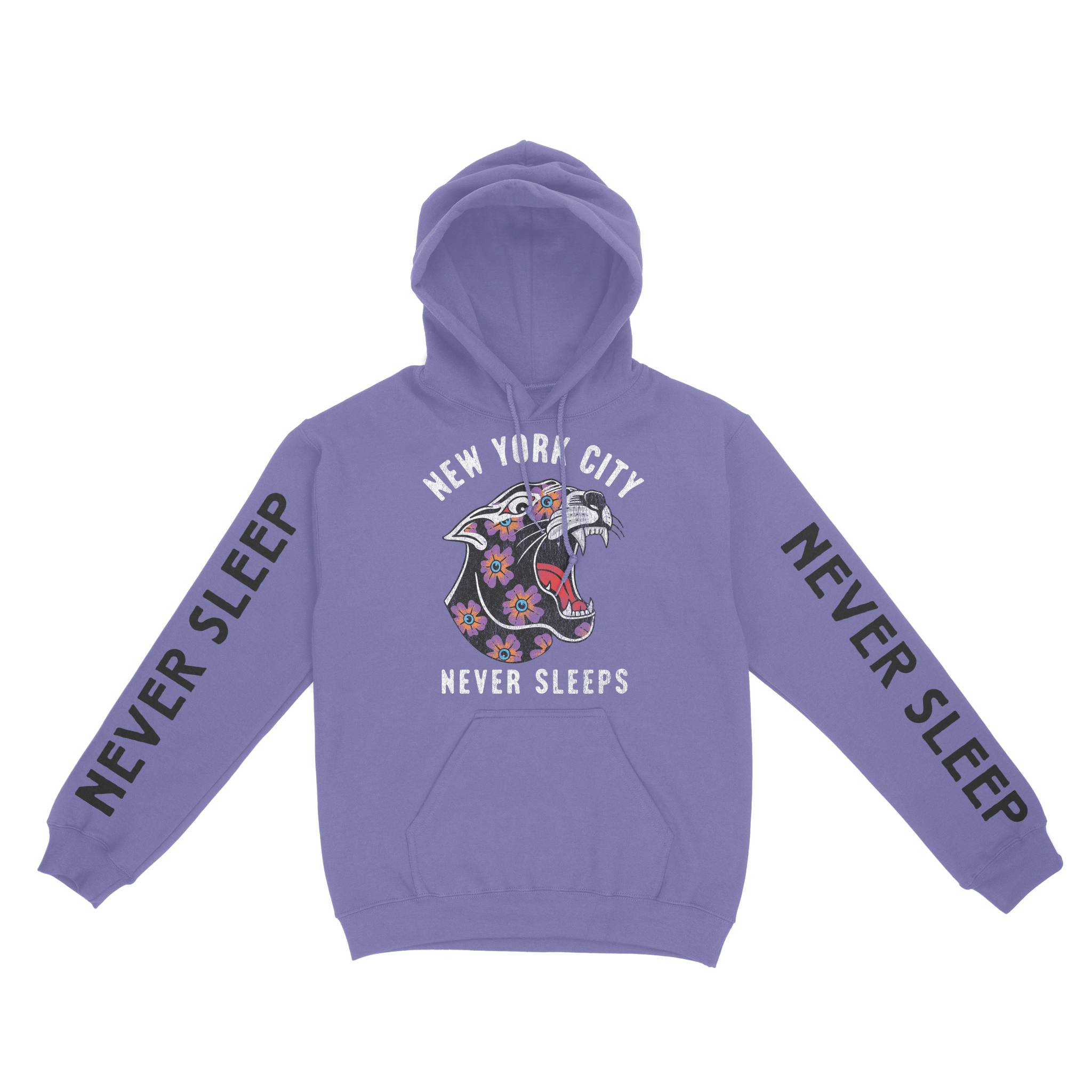 New York Hoodie in Violet - front-sleeves view