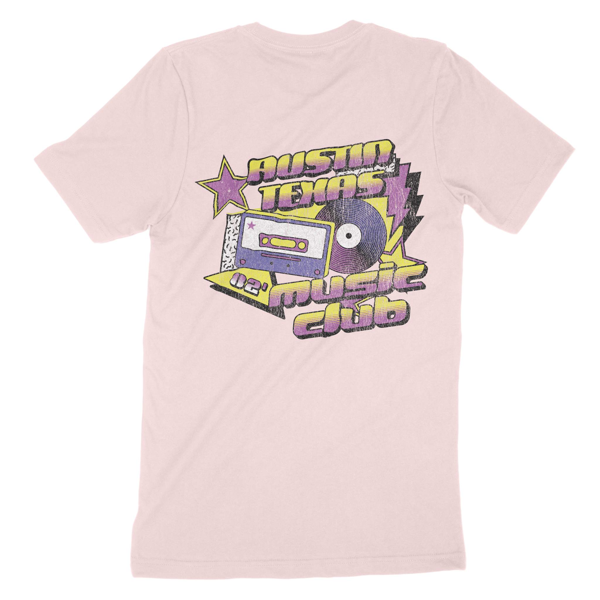 Austin Music Club Retro T-Shirt Soft Pink back