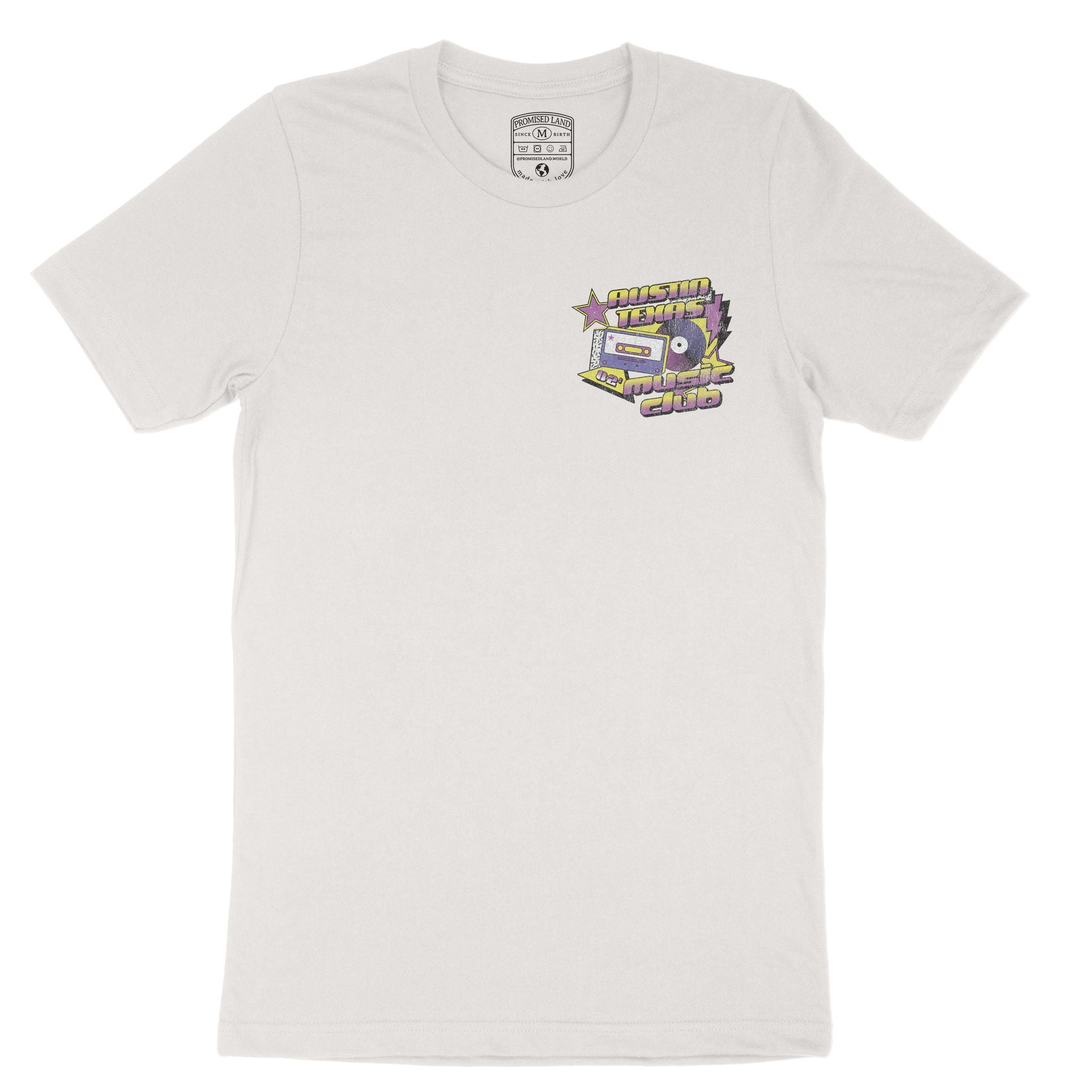 Austin Music Club Retro T-Shirt Vintage White front