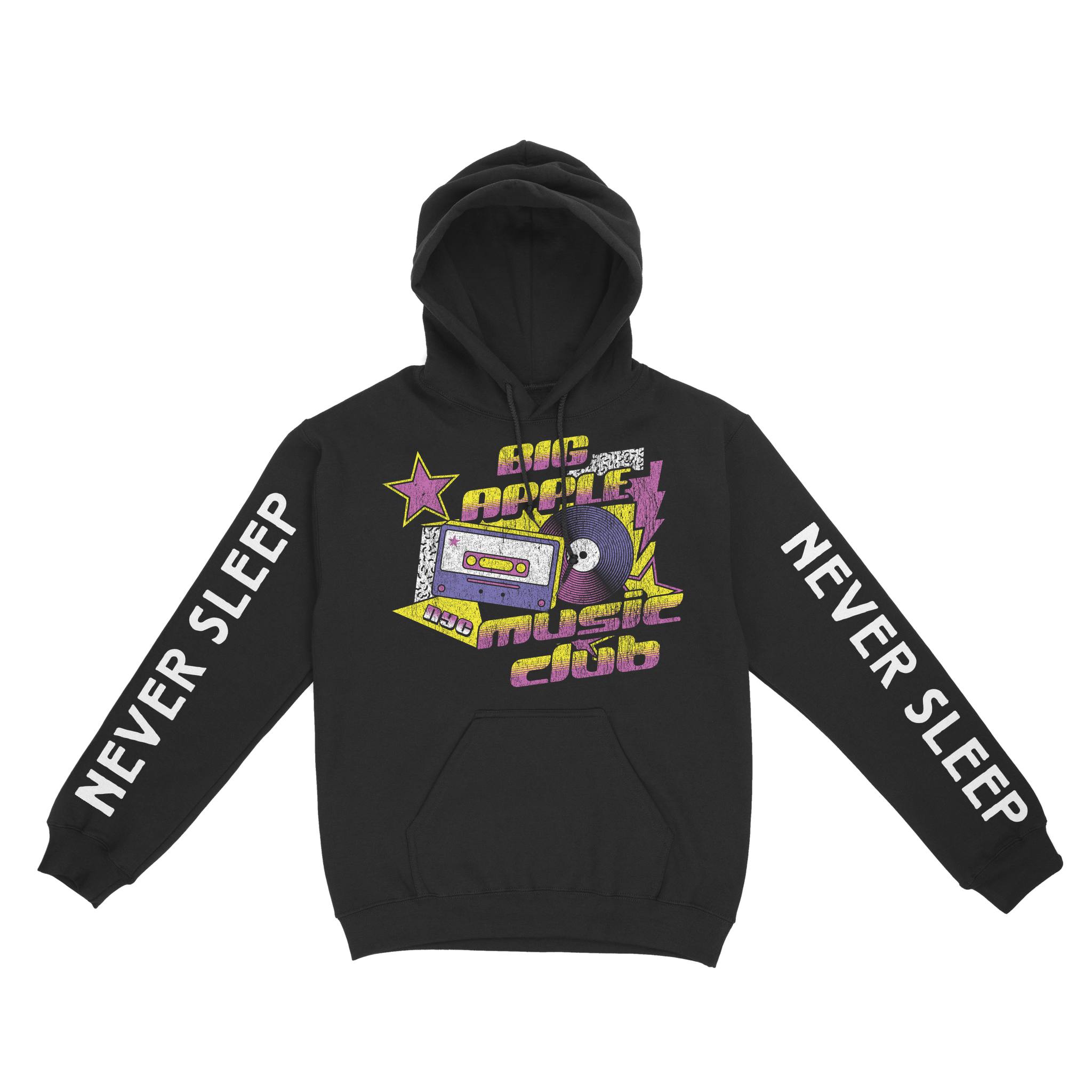 New York Hoodie in Black - front-sleeves view