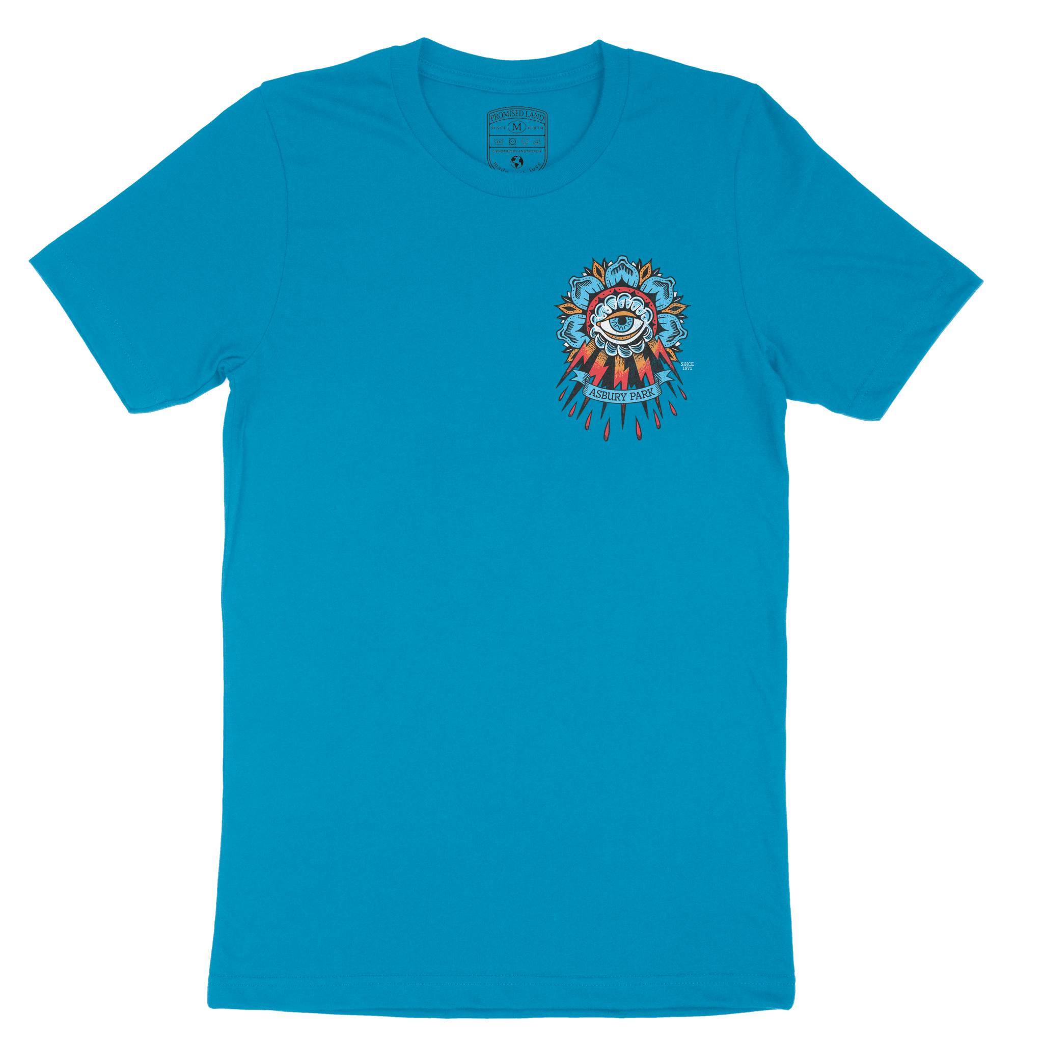 Asbury Park Tattoo Eye T-Shirt in Electric Blue - front view