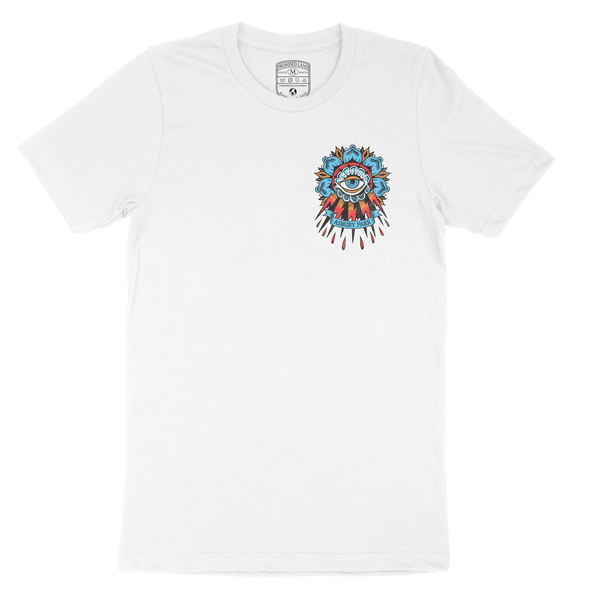 Asbury Park Tattoo Eye T-Shirt in White - front view