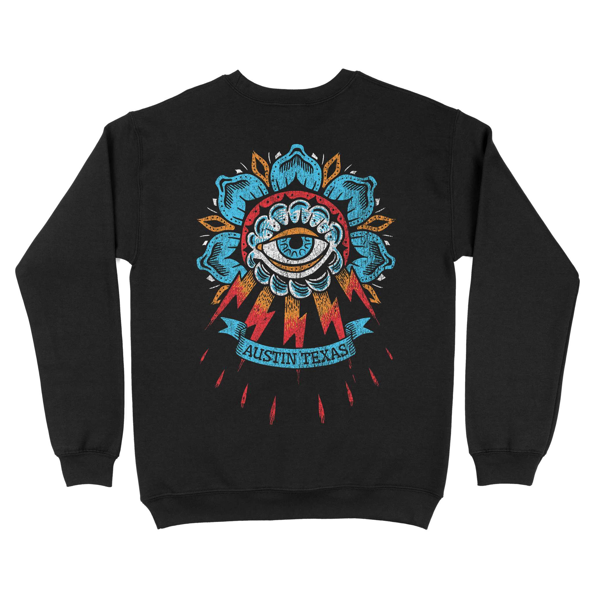 Austin Tattoo Eye Crewneck Black back