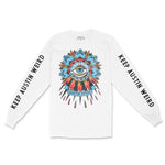 Austin Tattoo Eye Longsleeve in White - front view with sleeves
