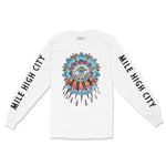 Denver Longsleeve in White - front-sleeves view