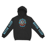 New York Hoodie in Black - front-sleeves view