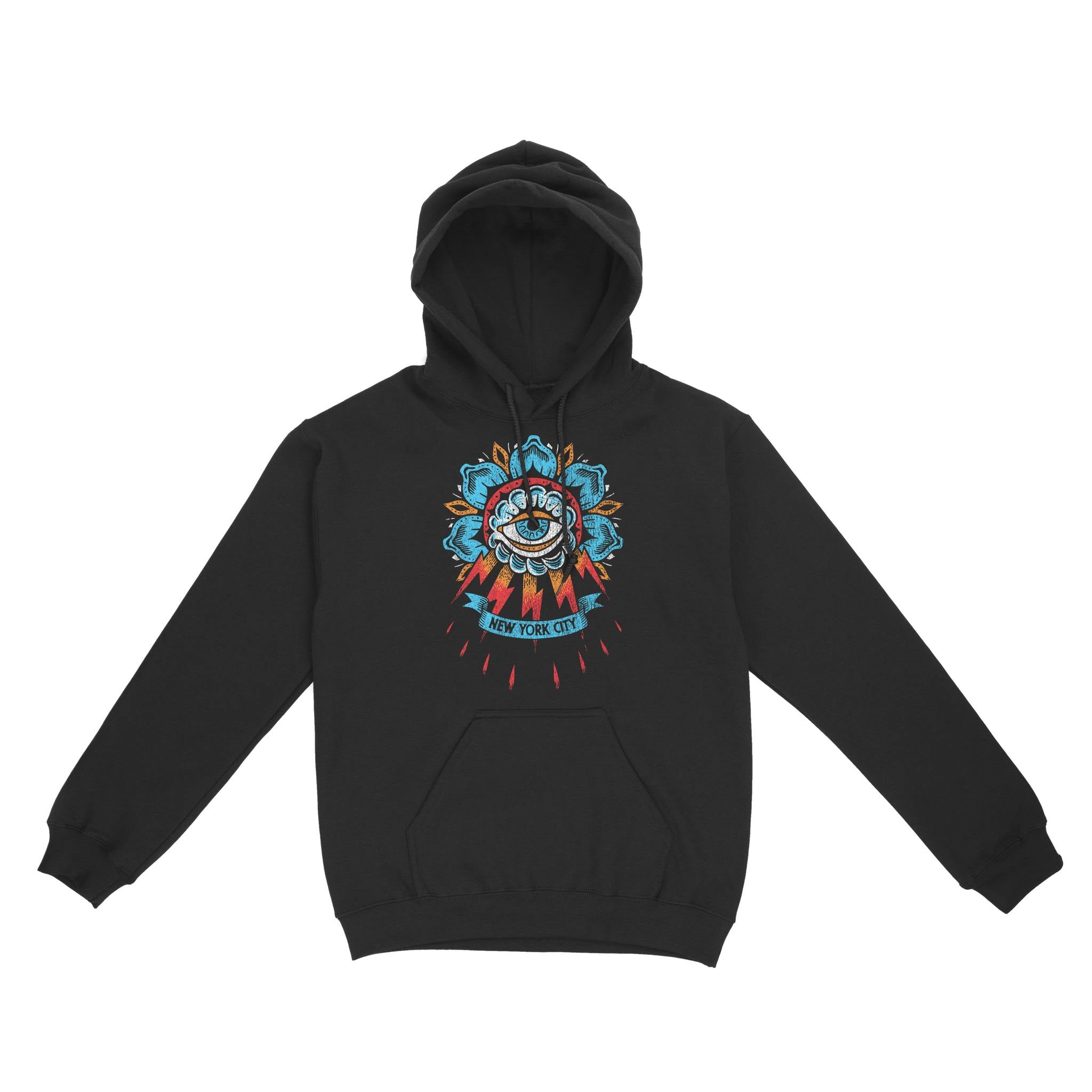 New York Hoodie in Black - front view