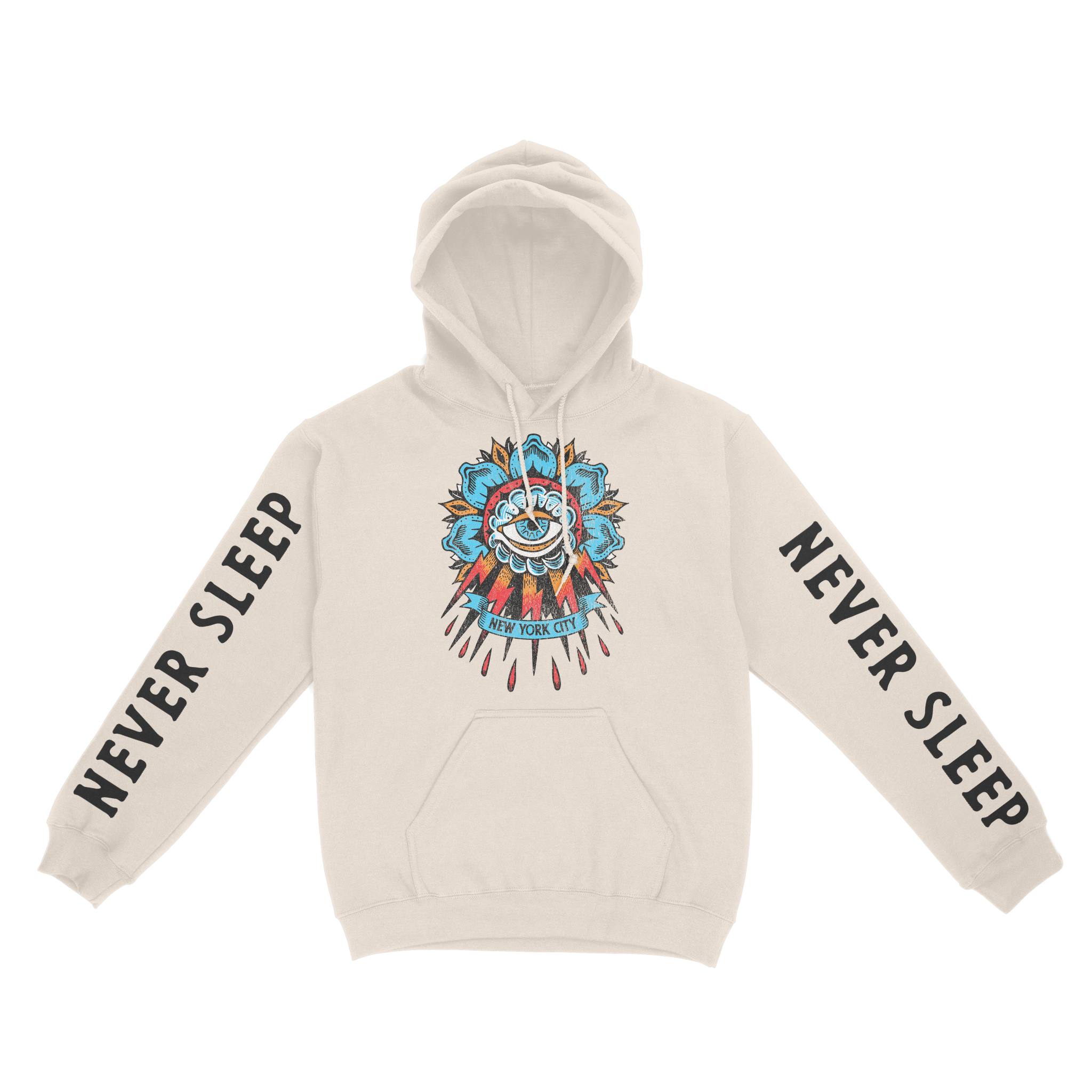 New York Hoodie in Natural - front-sleeves view