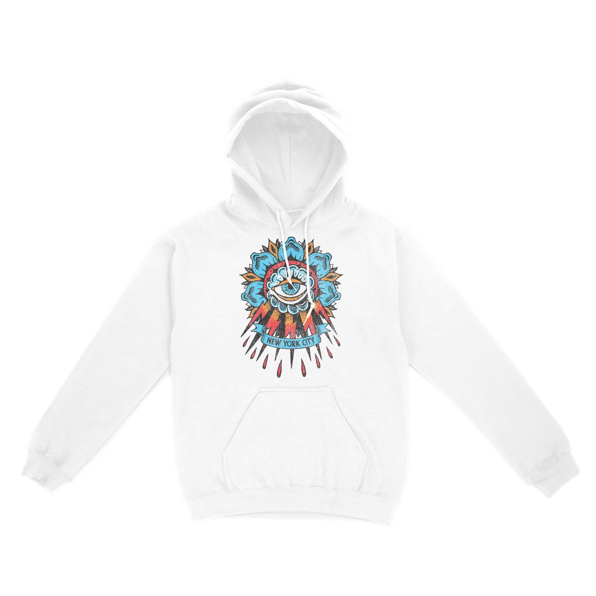 New York Hoodie in White - front view