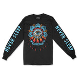 New York Tattoo Eye Longsleeve in Black - front view with sleeves
