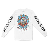 New York Tattoo Eye Longsleeve in White - front view with sleeves