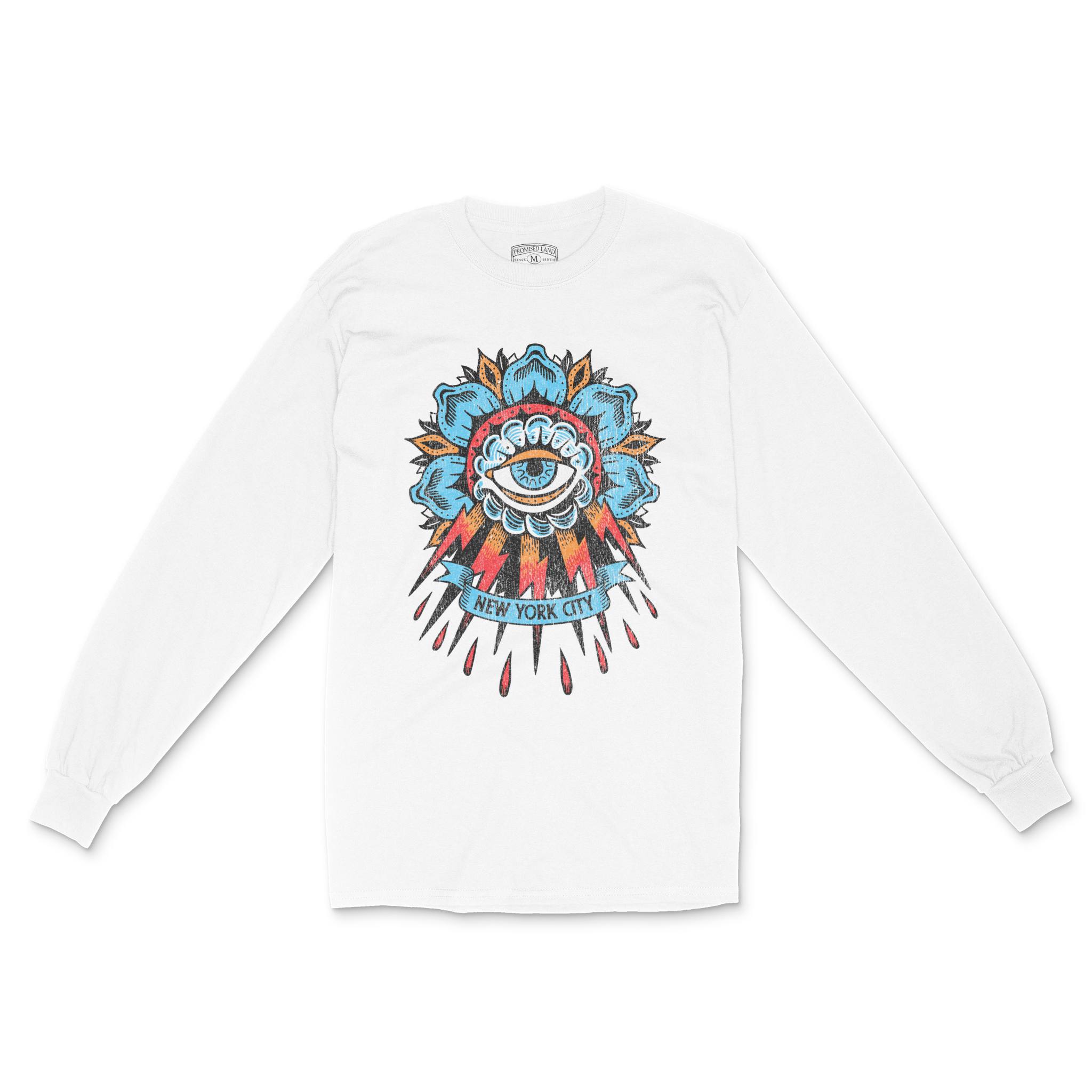 New York Longsleeve in White - front view