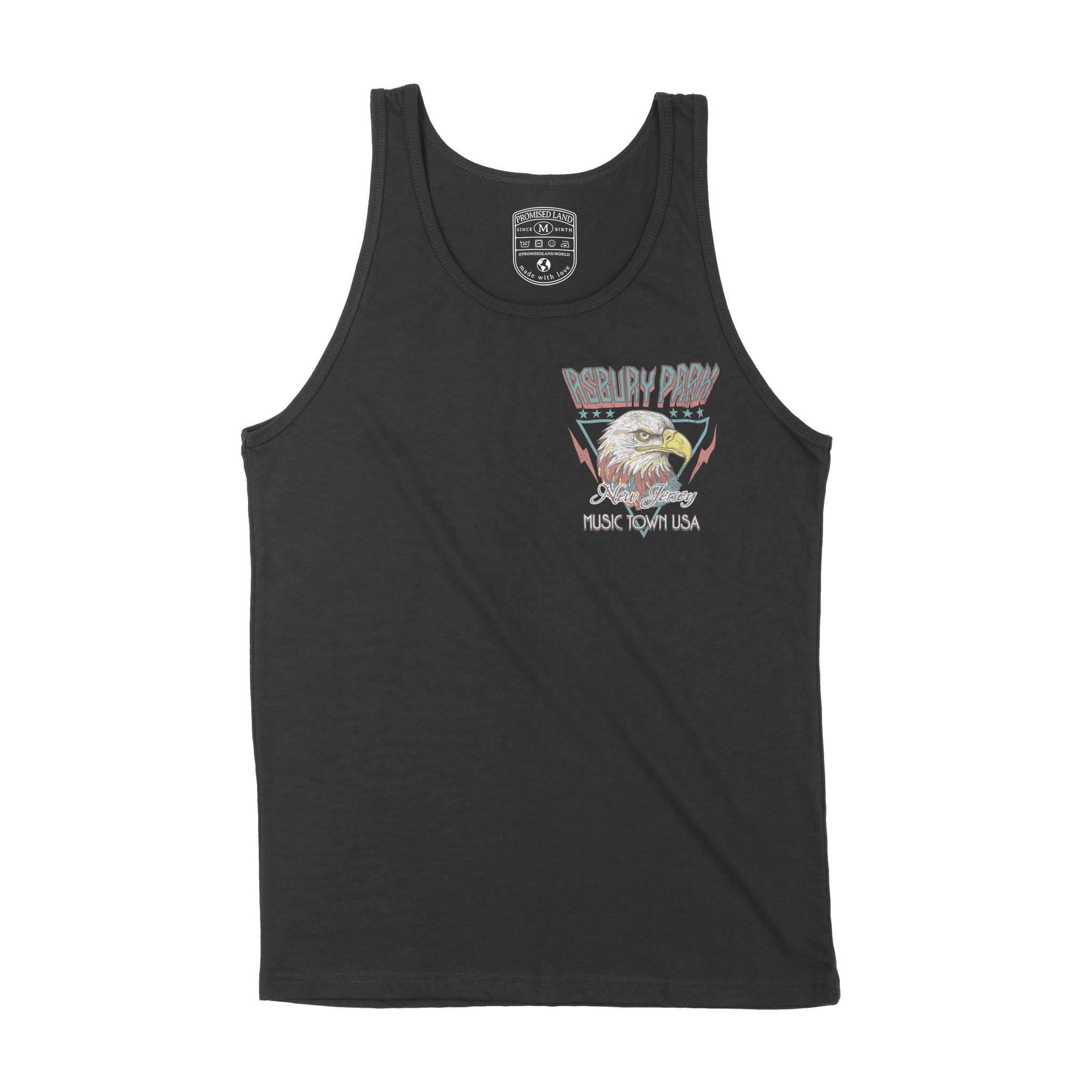 Asbury Park Americana Eagle Tank Top in Black - front view