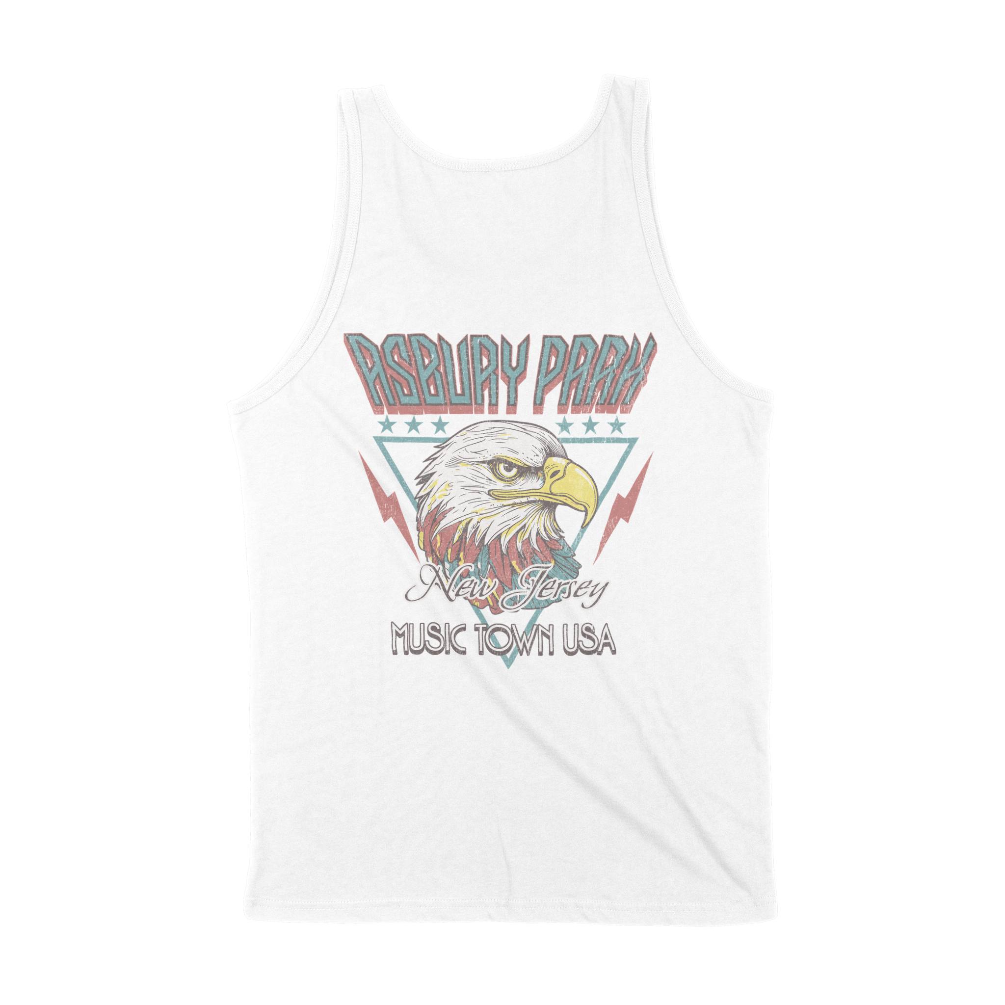 Asbury Park Americana Eagle Tank Top in White - back view