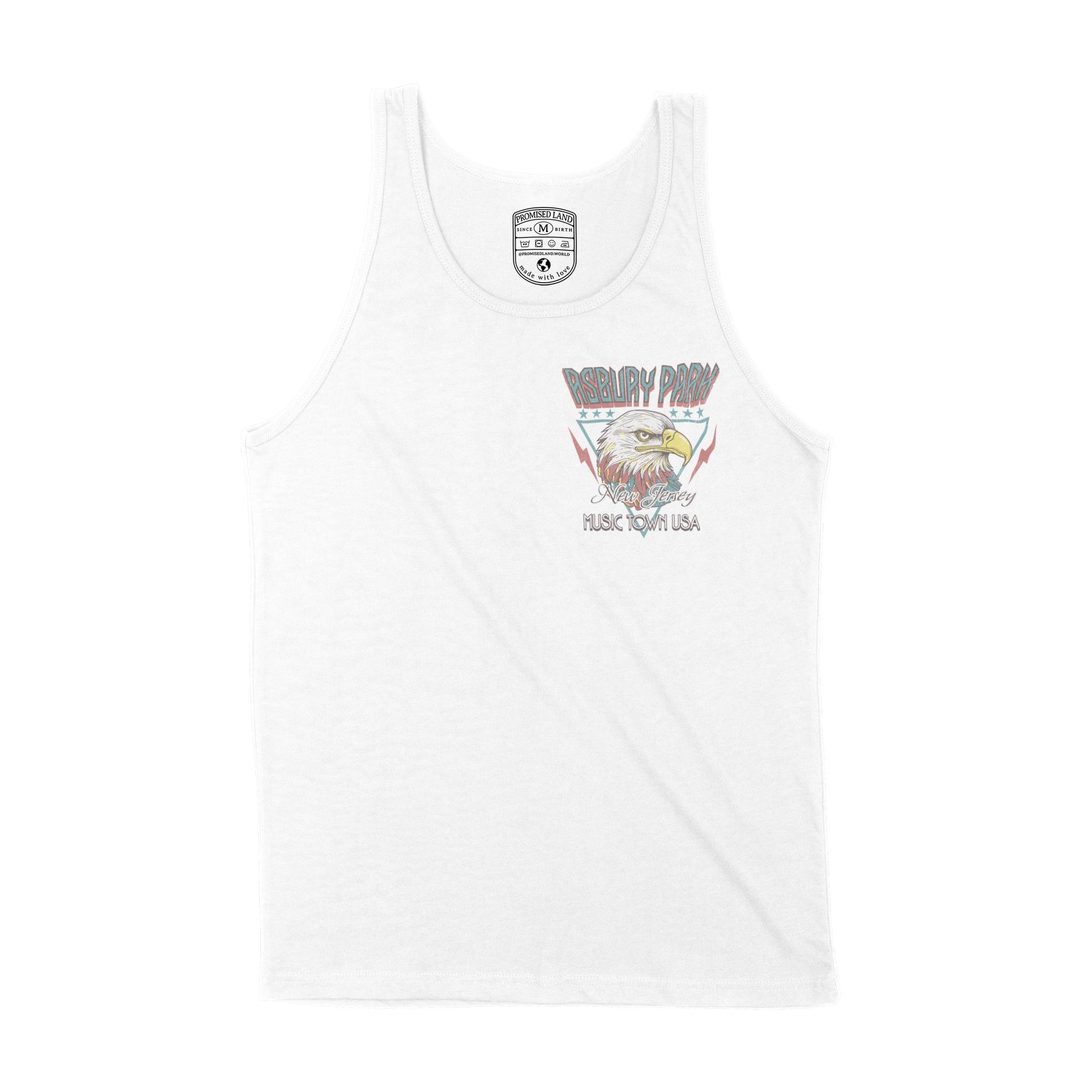 Asbury Park Americana Eagle Tank Top in White - front view