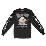 Asbury Park Americana Eagle Longsleeve in Black - front with sleeves view