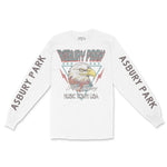 Asbury Park Americana Eagle Longsleeve in White - front with sleeves view