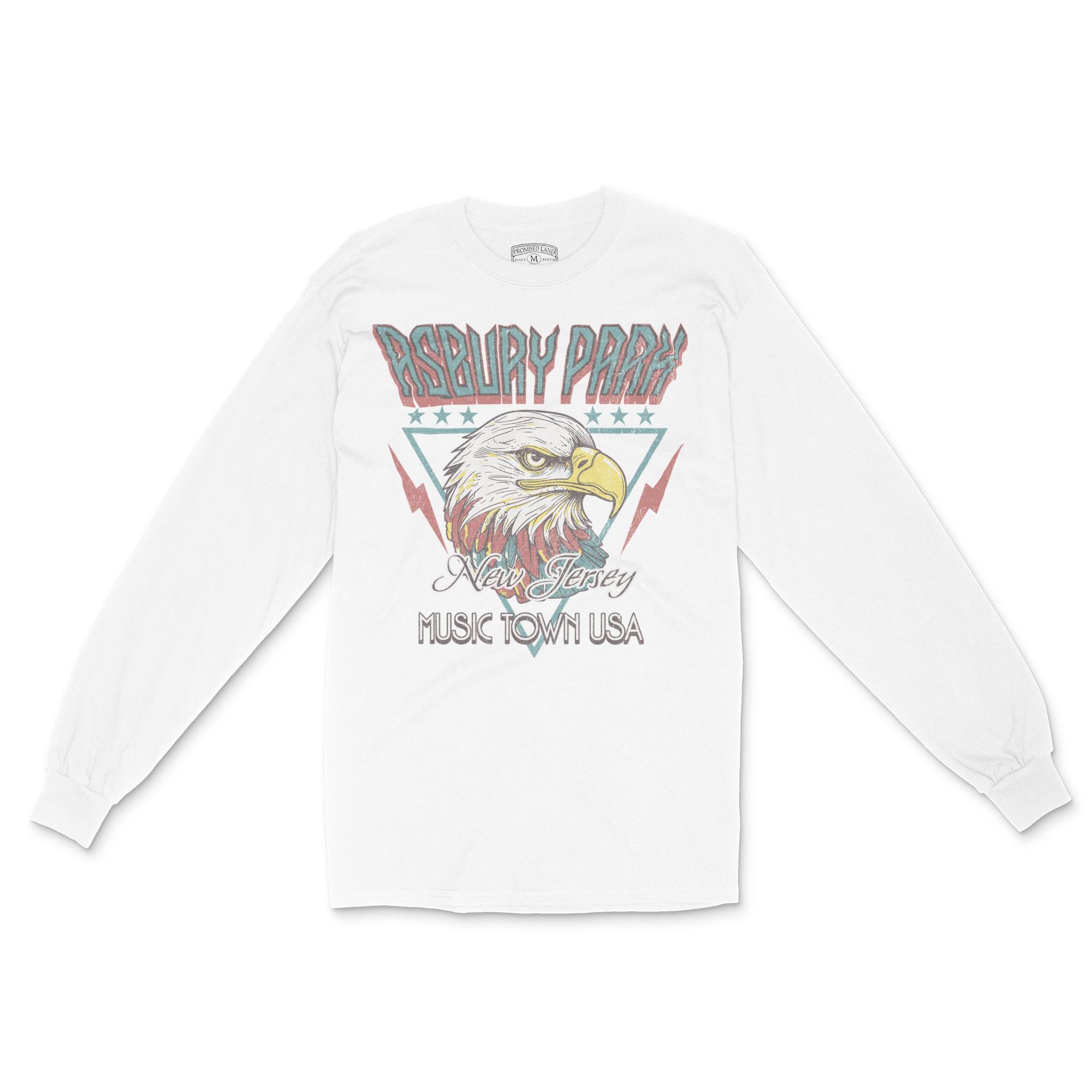 Asbury Park Americana Eagle Longsleeve in White - front view