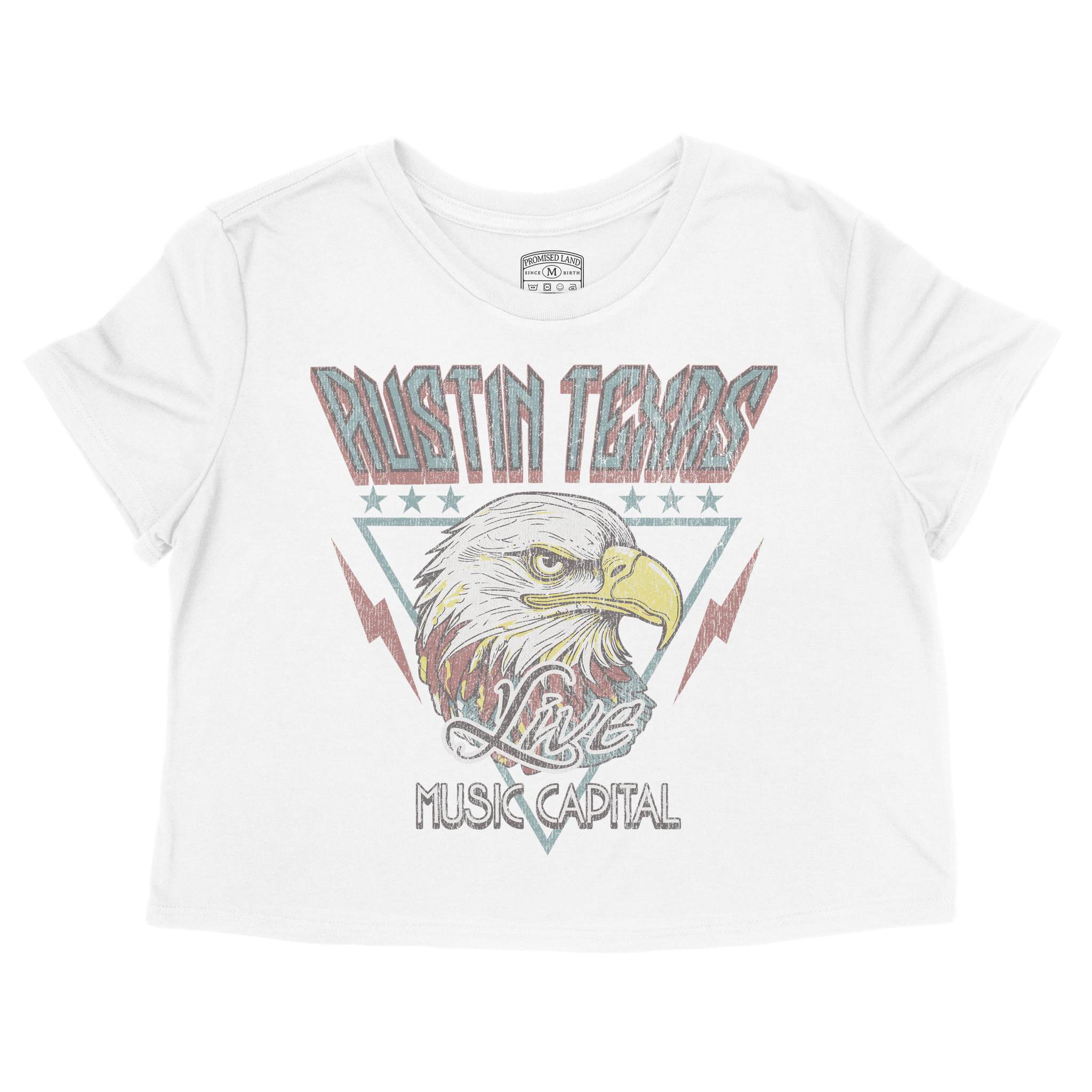 Austin Americana Eagle Cropped Tee White front