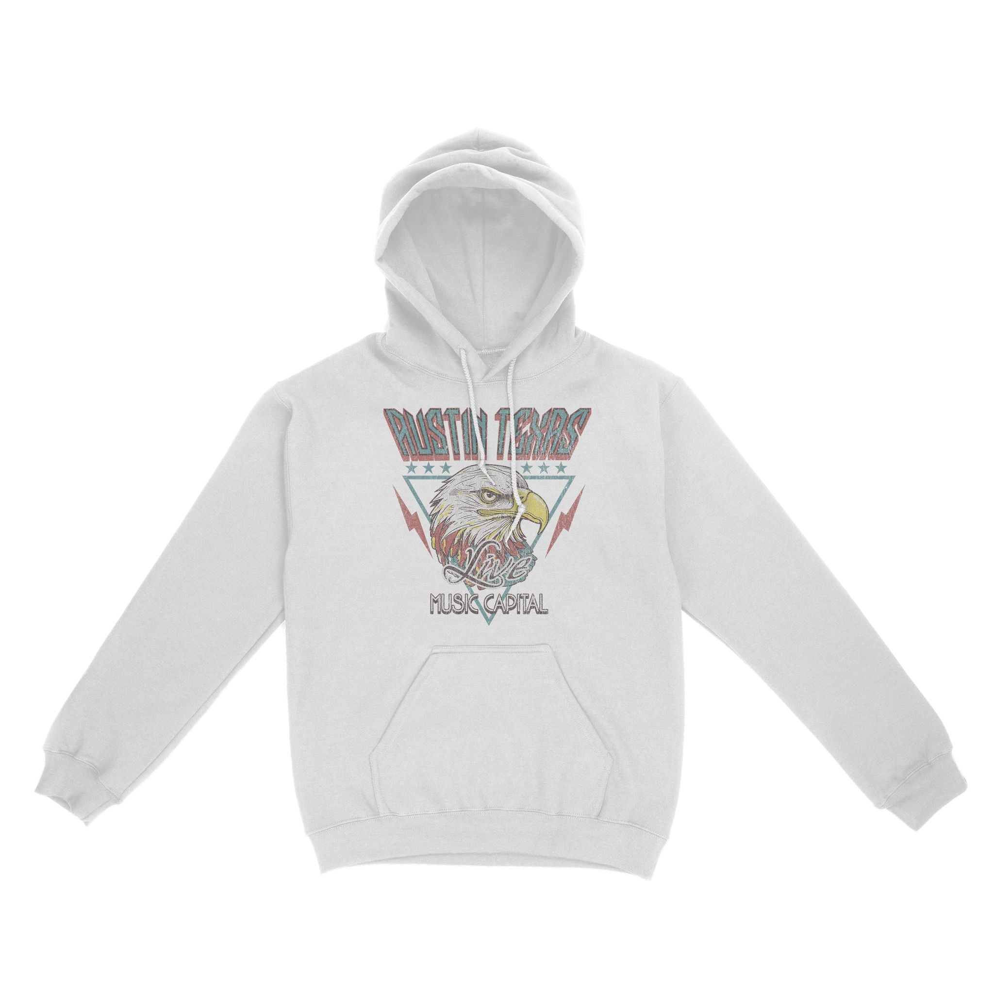 Austin Americana Eagle Hoodie White front