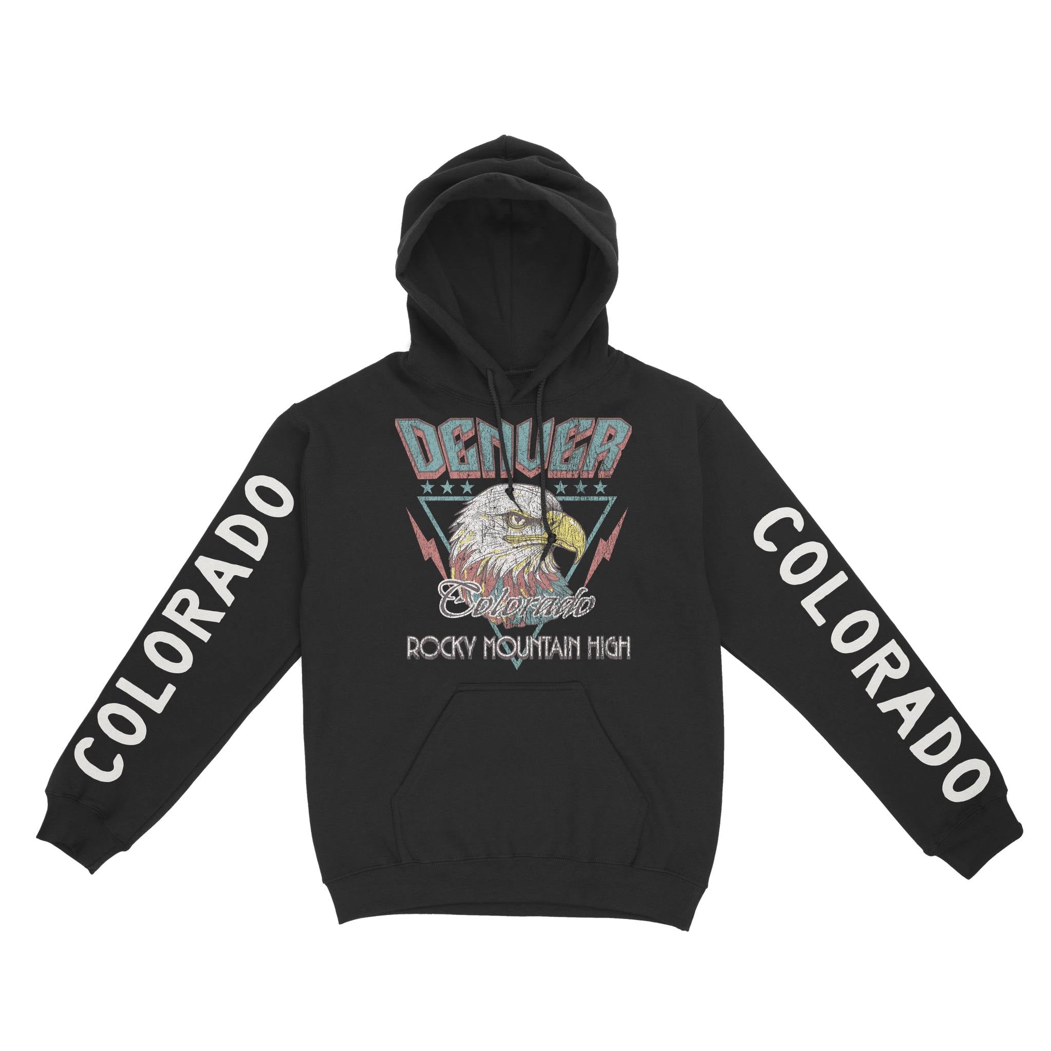 Denver Hoodie in Black - front-sleeves view