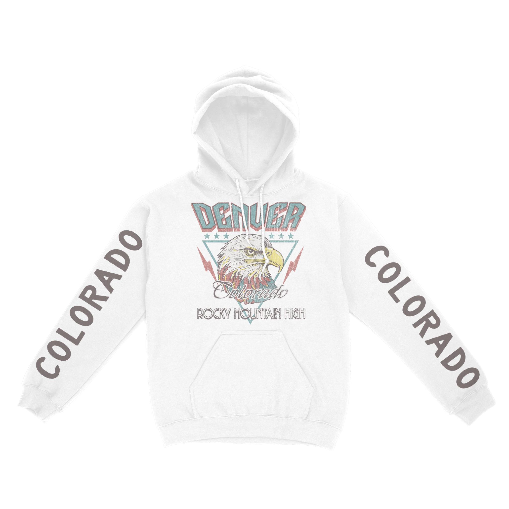 Denver Hoodie in White - front-sleeves view