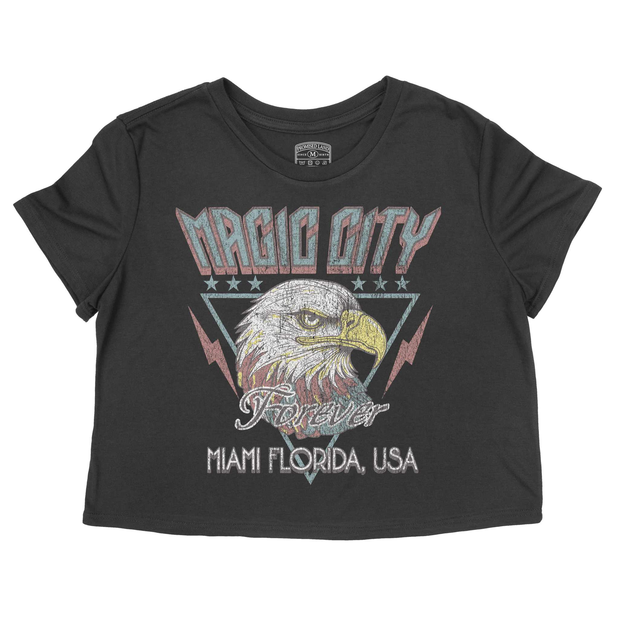 Miami Americana Eagle Cropped Tee Black front