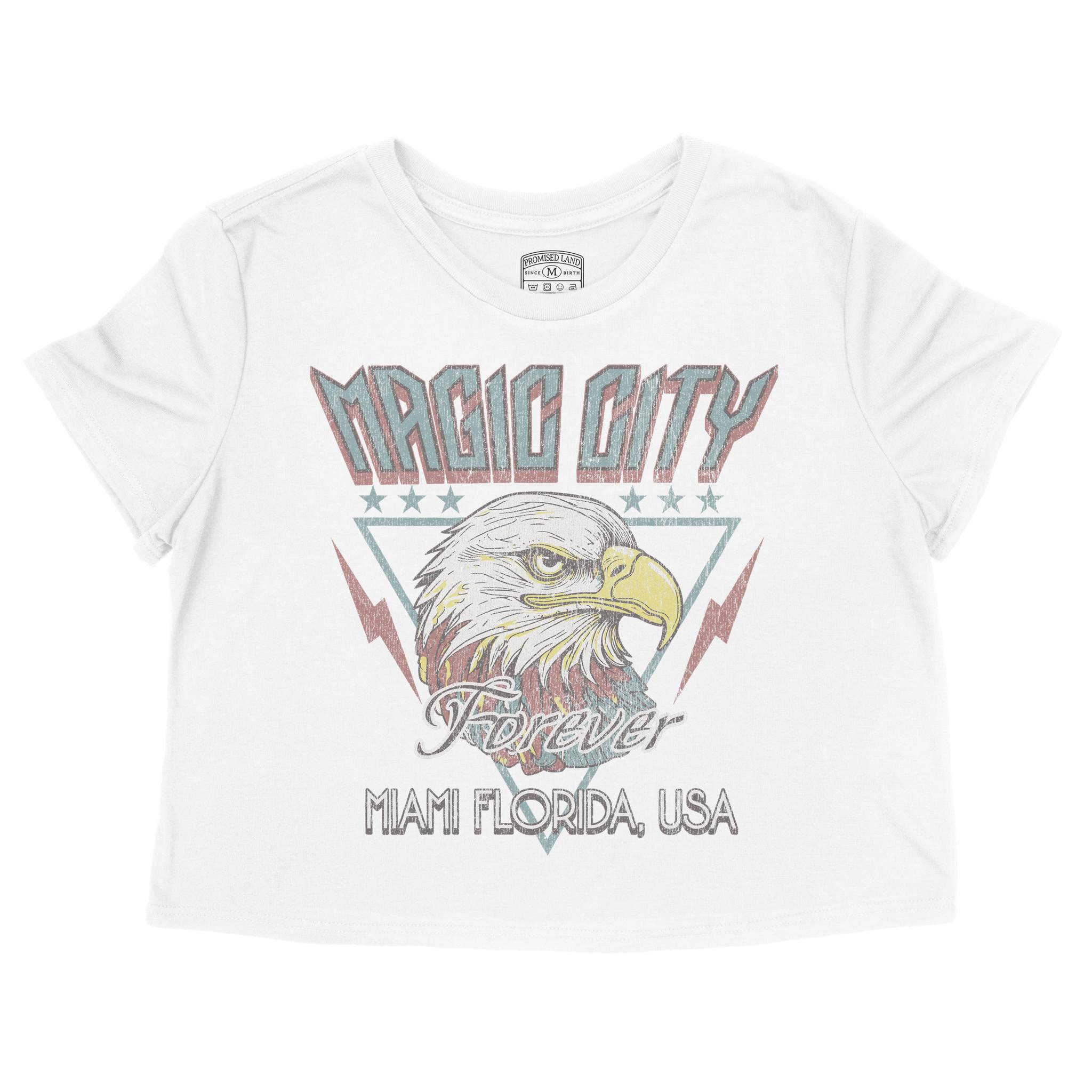 Miami Americana Eagle Cropped Tee White front