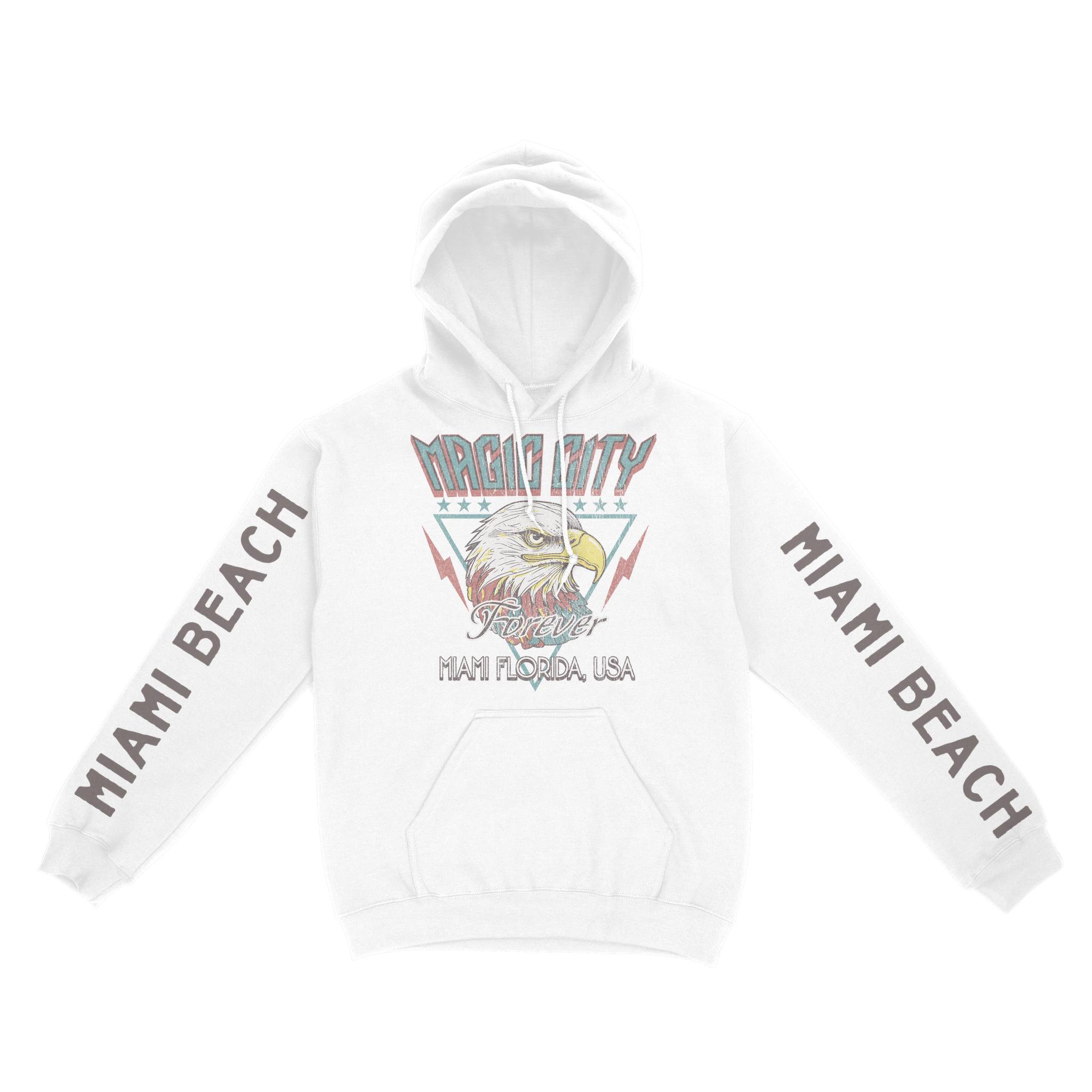 Miami Hoodie in White - front-sleeves view