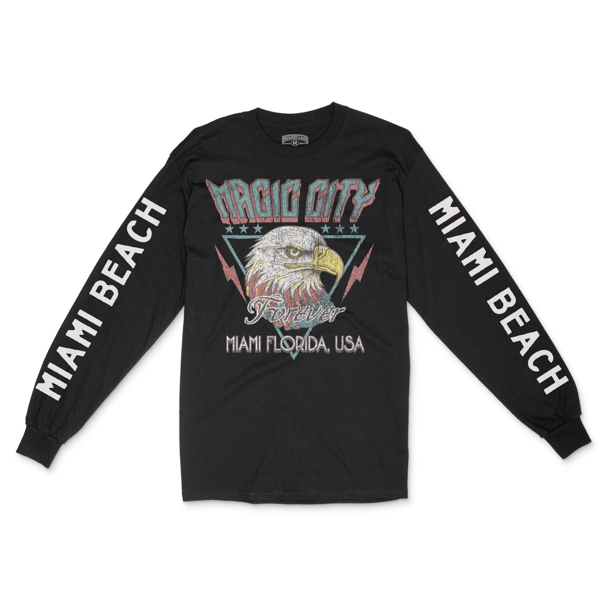 Miami Americana Eagle Longsleeve in Black - front view with sleeves