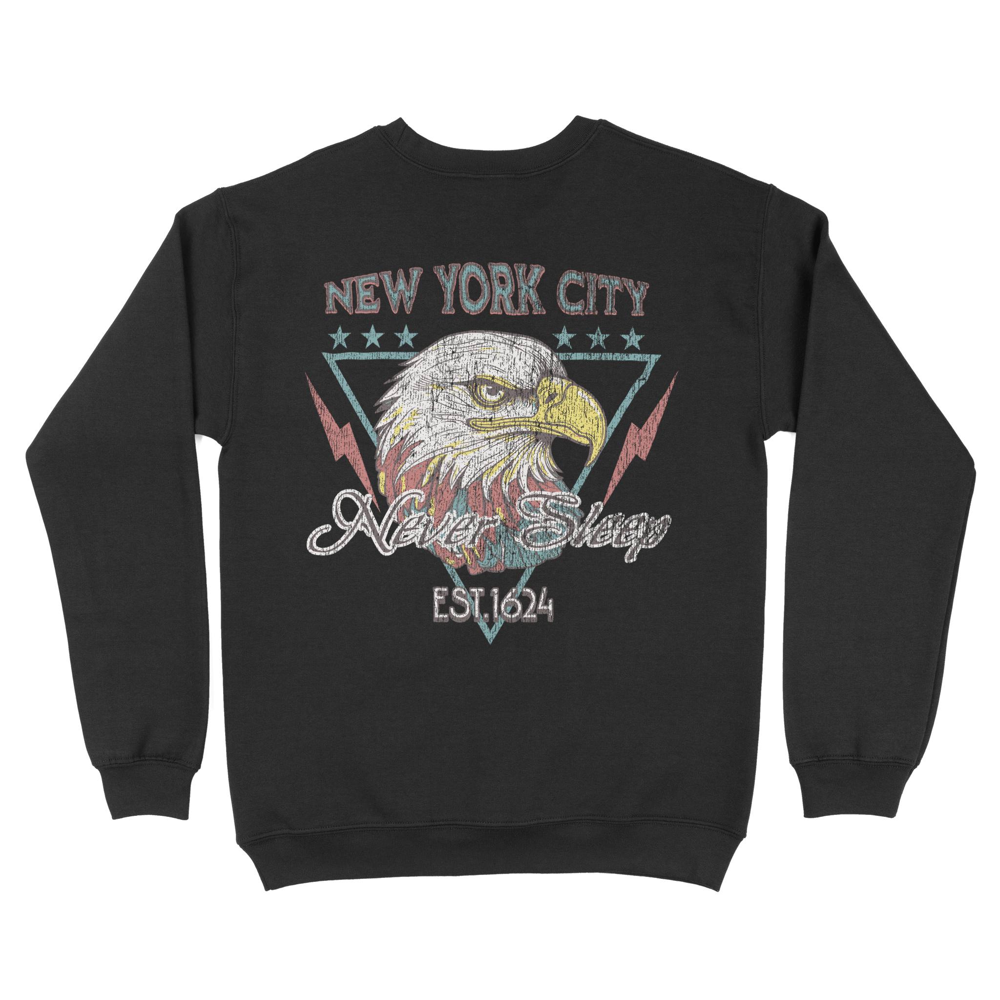 New York Crewneck in Black - back view